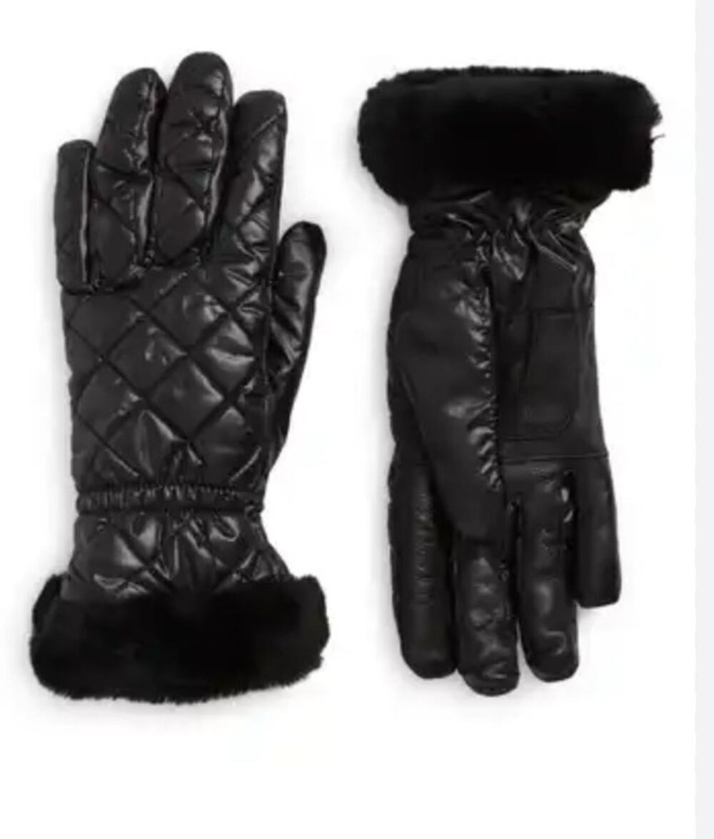 UGG Quilted All Weather Tech Gloves Shearling Sheepskin Black